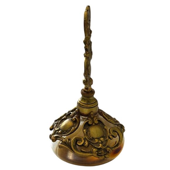 24kt Gold Tone Globe Perfume Bottle Filigree Flacon Vanity Ormolu Matson Style - Picture 2 of 7